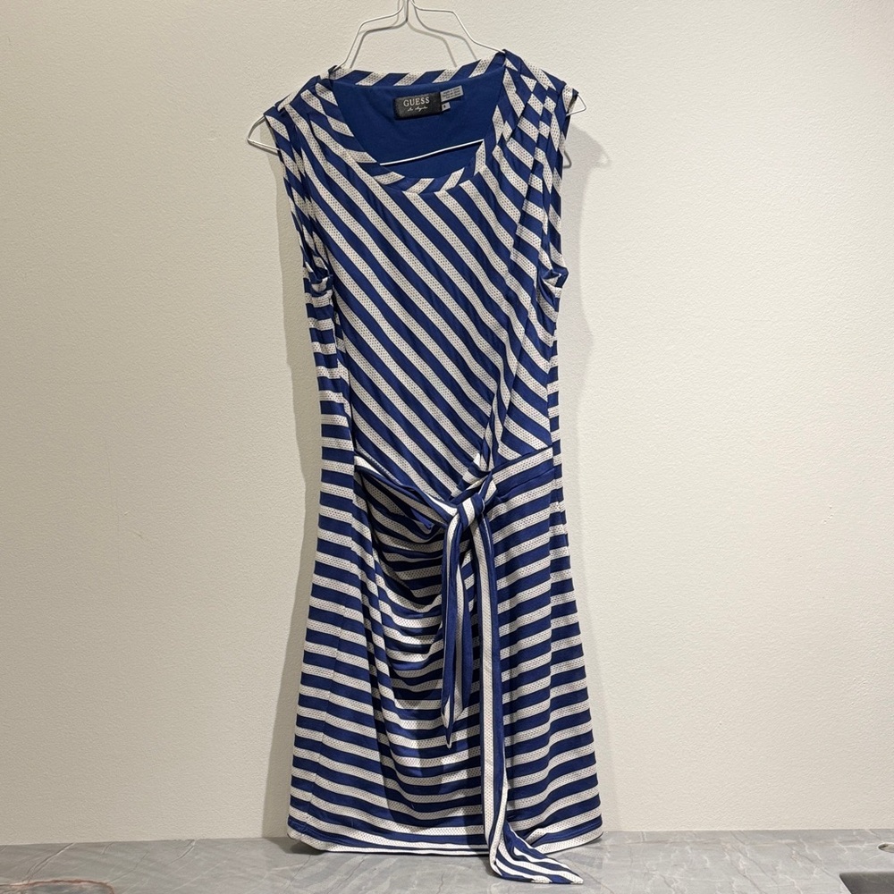 Retro look Blue and White Striped Dress